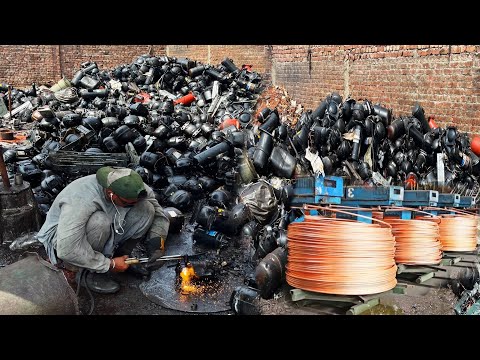Incredible Process of Old AC Compressor Recycling & Making Copper Wire in Factory