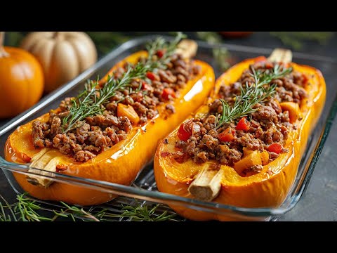 Gefüllter Kürbis in 20 Minuten? Dieses Rezept musst du probieren!  Schmeckt UNGLAUBLICH!