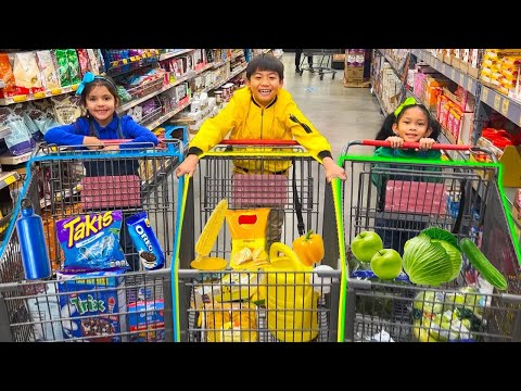 Aventura de Compras- Eric, Andrea y Familia en el Supermercado y Historias Para Ninos