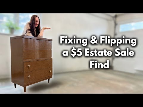 $5 Estate Sale Dresser Gets a Mid Century Modern Makeover!