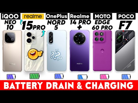 realme 15 Pro vs OnePlus Nord 5 vs Moto Edge 60 Pro vs iQOO Neo 10 vs Poco F7 - Battery Drain  Test