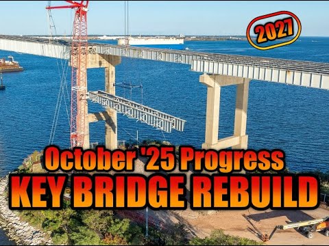 October 2025 Key Bridge Rebuild - Steel beams coming down