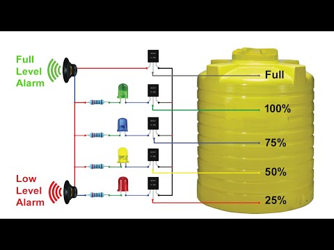Low Level and Full Level Alarm with Level Indicator Using BC547, Full Tank Alarm