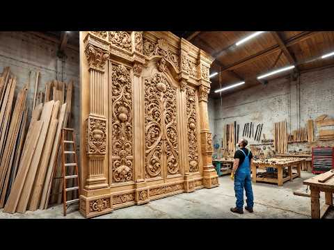 Skillful Craftsman Skills || Woodworking Design And Build Massive Carved Wooden Doors Of Incredible