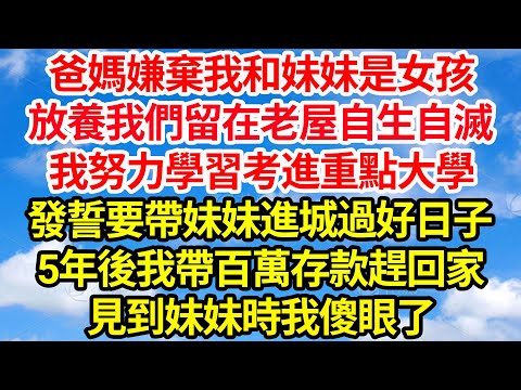爸媽嫌棄我和妹妹是女孩，放養我們留在老屋自生自滅，我努力學習考進重點大學，發誓要帶妹妹進城過好日子，5年後我帶百萬存款趕回家，見到妹妹時我傻眼了||笑看人生情感生活