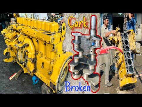 Broken Crankshaft Replace And Caterpillar Motor Grader Engine Restoration