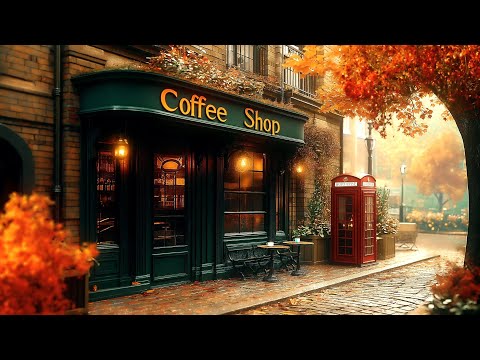 Jazzy Autumn Rain 🍂 Coffee Shop Vibes with Smooth Jazz Music for Study, Relax, Work