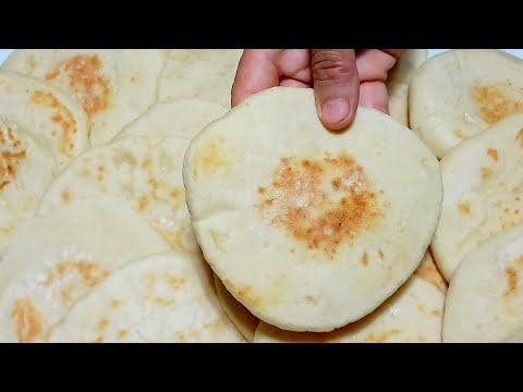 العيش الشامى طري و خفيف ⁉️ 3 اكواب دقيق عملت 20 رغيف👌 استحاله يفشل منك💪 #بدون_فرن#عيش_الشامى_العربى