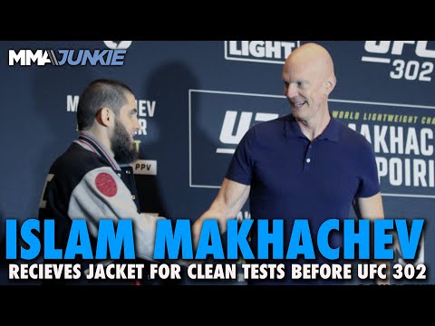 Jeff Novitzky Presents Islam Makhachev With Drug Test Jacket, Says 2016 Failure a Mistake