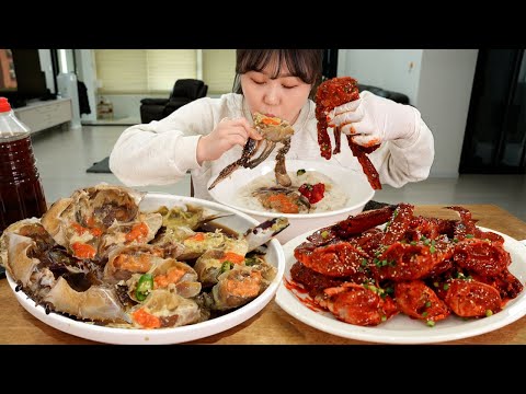 Soy sauce marinated crab (Ganjang Gejang)🦀 Spicy Seasoned Crab (Yangnyeom Gejang)🦀 Mukbang😋 Raw crab