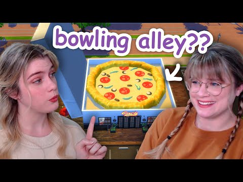 making a bowling alley but its PIZZA in the sims 4