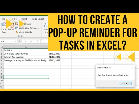 How To Create A Pop-Up Reminder For Tasks In Excel