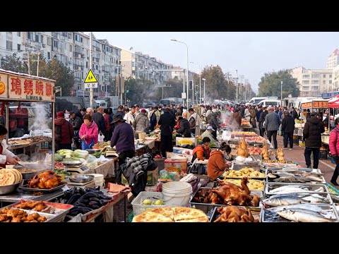 China Winter Breakfast Tour in Dalian Lively Morning Market