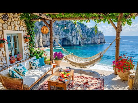 ✨Tranquil Beach Café Escape | Smooth Morning Jazz & Gentle Ocean Sounds for Focus, Peace and Energy