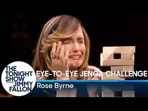 Rose Byrne Takes on the Eye-to-Eye Jenga Challenge