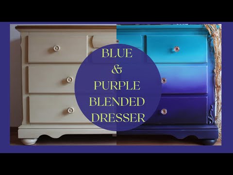 Blue and Purple Blended Dresser - DIY Furniture Flip
