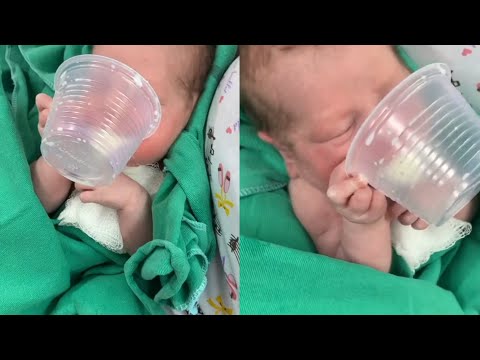 爸爸给刚出生的宝宝喂奶，这一幕真是越看越想笑