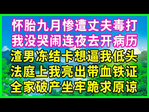 怀胎九月惨遭丈夫毒打， 我没哭闹连夜去开病历， 渣男冻结卡想逼我低头， 法庭上我亮出带血铁证， 全家破产坐牢跪求原谅！#花開富貴 #感人故事 #深夜談話 #人生故事 #家庭故事 #故事