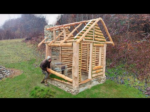 He built the walls and the stove. Bushcraft construction. Part 2