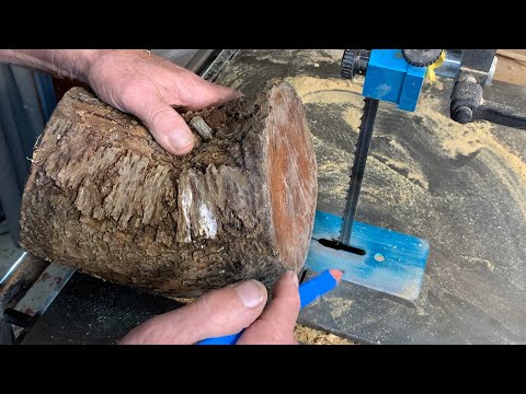 Richard Raffan converts a bent log to woodturning blanks.