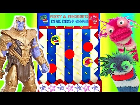Avengers Thanos Plays Fizzy and Phoebe Disk Drop Game