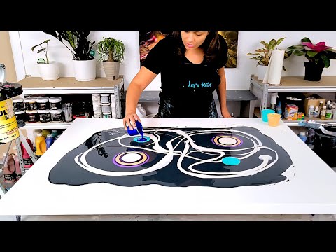 This was MASSIVE! (3ft x 4ft) But It Turned Out SOOO Good! - Giant Acrylic Pour Painting