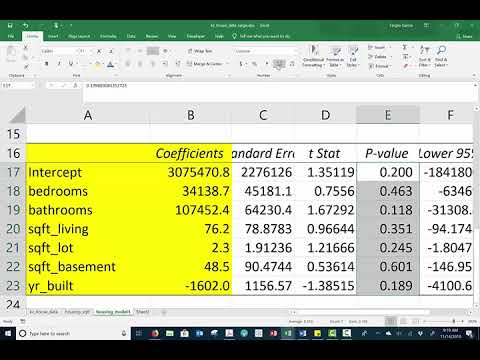 statsprof - multiple linear regression in excel