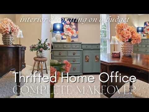 HOME OFFICE MAKEOVER – SMALL BUDGET + HIGH END STYLE | Decorating Inspiration | Vintage Thrift Finds