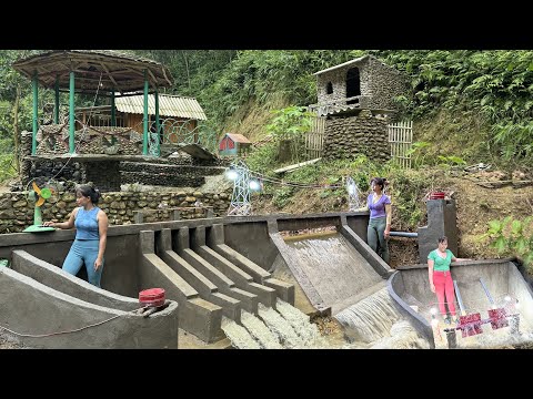 Construction of hydroelectric power plant with 220V turbine generator