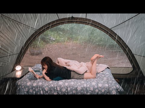 Collection of Camping in the Rain that keeps pouring down. Rain ASMR while sleeping