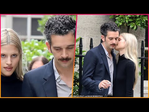 Newly engaged Matty Healy loads up on the PDA with fiancée Gabbriette Bechtel while taking a smoke
