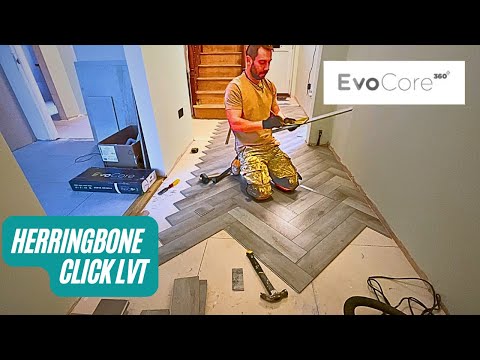 Herringbone LVT click flooring. EvoCore full tutorial in detail