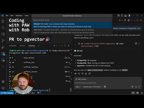 Live Coding with PAW with Rob  - Contributing to pgvector