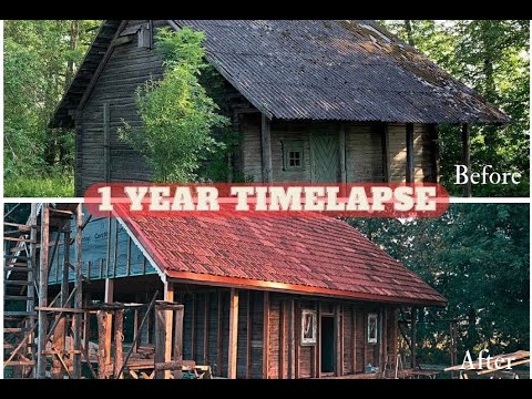 ONE YEAR TIMELAPSE IN 1 HOUR | Everything We Build For Our Log Cabin