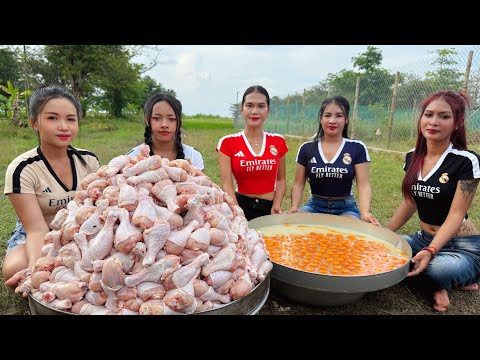 Amazing cooking chicken leg crispy with 300 egg recipe in my countryside