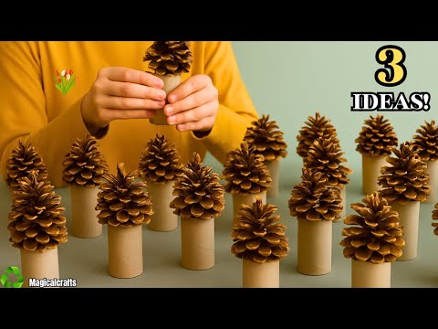 LOOK WHAT I DID WITH PINE AND COLORED YARN!🥰 The best craft with disposable materials ♻️