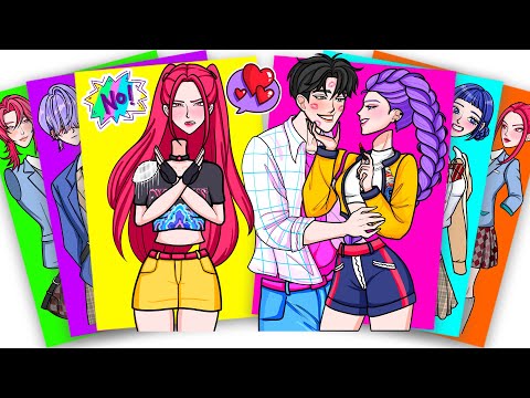 HUNTRIX MIRA HATE COUPLE RUMI and JINU SAJA BOYS ?? KPOP DEMON HUNTERS | Sticker Book DIY