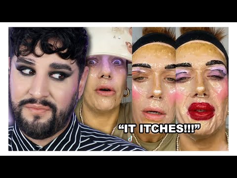 Stupid TikTok challenge FULL FACE OF GEL NAIL POLISH | Pro MUA reacts