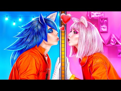 한 색깔 감옥 챌린지! 고슴도치 소니과 에이미 로즈가 감옥에 비밀의 방을 지었어요!