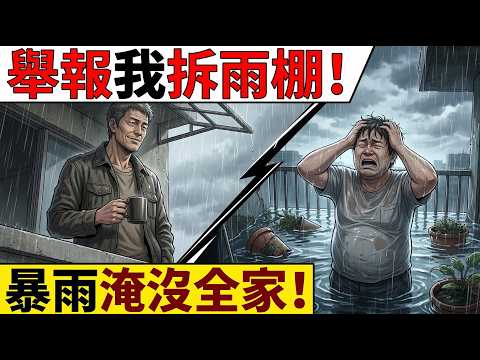 ✅️【現世報】惡鄰居舉報我家雨棚違建?我連夜拆除!隔天暴雨狂灌變瀑布,囂張鄰居全家淹沒痛哭求饒(社會寫實/大快人心)