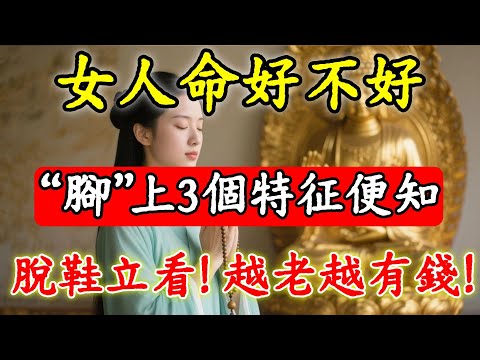一個女人命好不好，脫鞋看一眼「腳」便知！腳上有這“3個特征”的女人，天生「富貴命」，越“老”越有錢！#佛陀#佛學#佛教#禪修#佛法智慧#佛教故事#佛教文化#禅语#佛音#佛歌