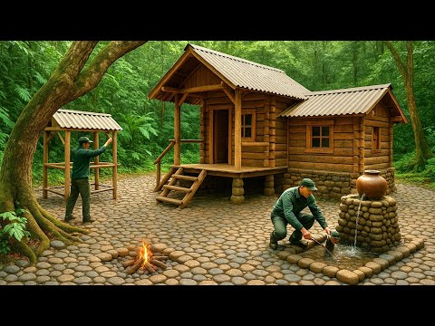 build a cheap square wooden house in the forest alone