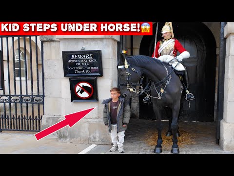 😲Heart-Stopping! Crowd in PANIC as Kid Steps Under the Horse – King’s Guard Reacts Instantly‼️