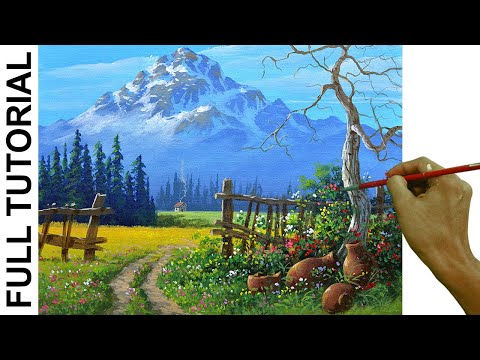 Acrylic Landscape Painting TUTORIAL / View of the Snowy Mountain / JMLisondra