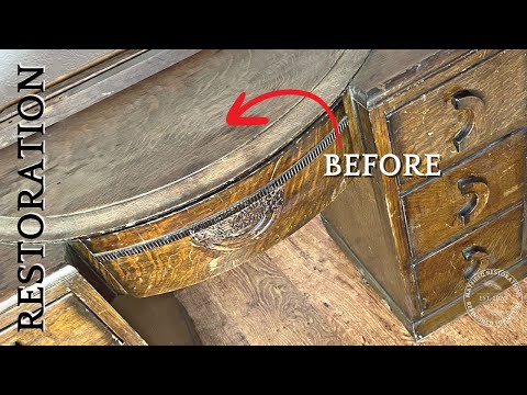 Painting with Wood stain - Full RESTORATION of a Vintage Solid Oak Vanity Dresser