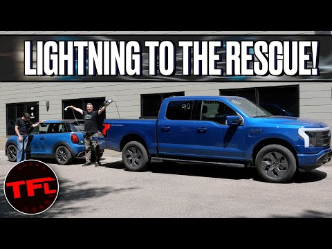 Rescued! Can The All Electric Ford F-150 Lightning Fully Charge Another EV!?