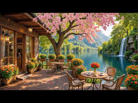 Relaxing Jazz Instrumental Music 🌸 Cozy Spring Coffee Shop Ambience & Smooth Jazz Music for Studying