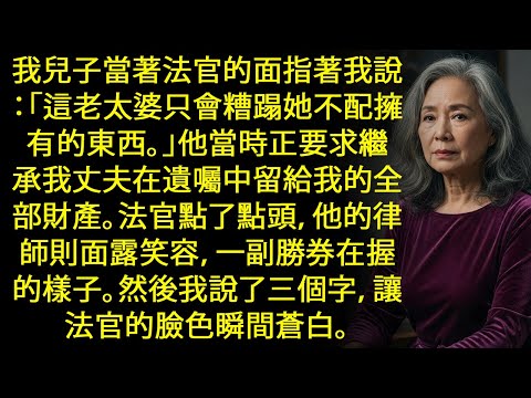 兒子竟在法庭上要獨吞我所有遺產！我脫口一句話，讓法官臉色大變，兒子當場愣住...