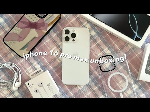  iphone 16 pro max 1TB (white titanium) unboxing 🤍 | aesthetic accessories, camera test..