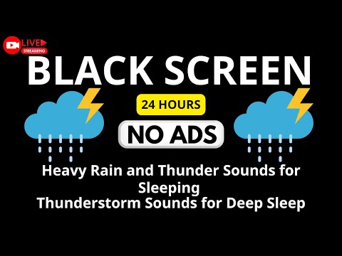 🔴 Heavy Rain and Thunder Sounds for Sleeping - Black Screen | 12 Hours Rainstorm Sleep Ambience